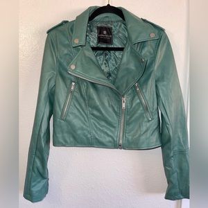 Bagatelle Jacket Size Small Women’s Faux Leather Teal/ Green Full Zip Short